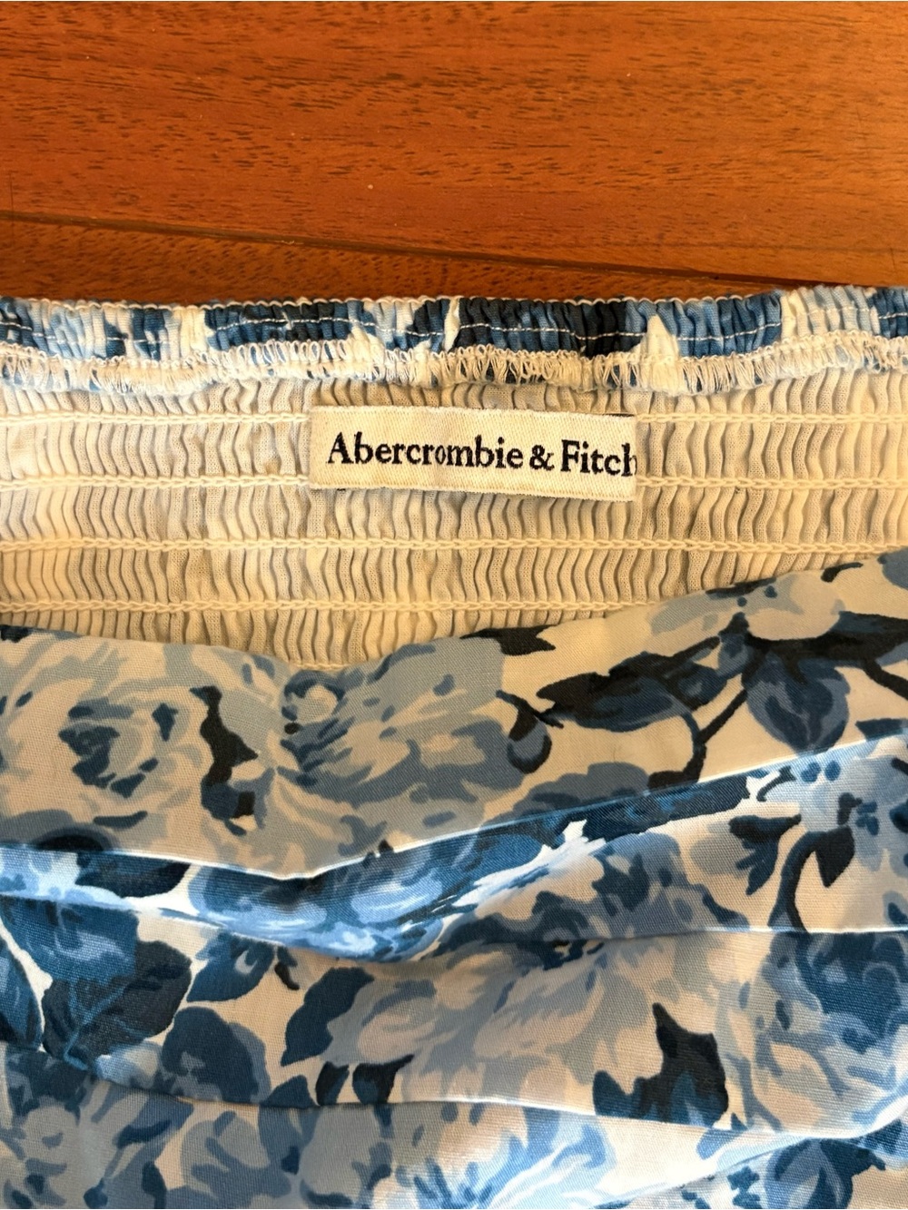 Abercrombie & Fitch Emerson Poplin Midi Dress M Blue Floral Puff Sleeve Smock - Picture 3 of 6